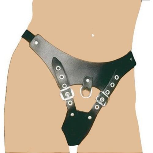 PU Leather Women Harness Open Crotch Panties Thong Peek A Boo Front Buckles Underwear Knickers Lingerie