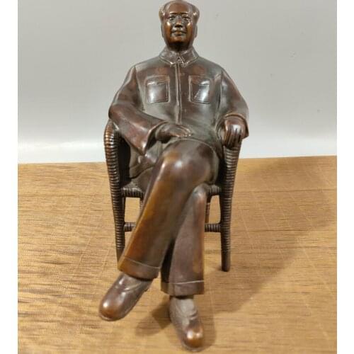 China brass archaize sit chair Mao Zedong crafts statue