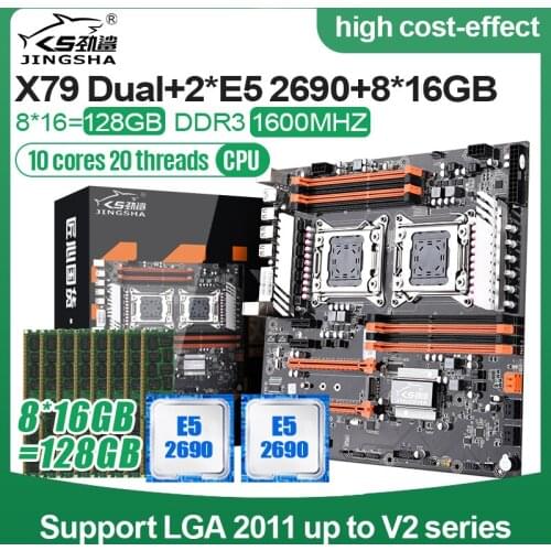 LGA2011 X79 Dual CPU motherboard set with 2 x Xeon E5 2690 and 8 x 16GB =128GB 1600MHz DDR3 ECC REG memory and 128G M.2 SSD