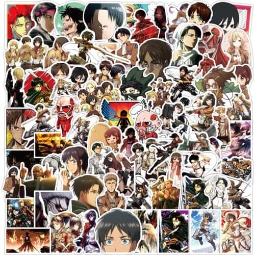 10/30/50/100Pcs Attack On Titan Anime Stickers Graffiti For Laptop Guitar Motorcycle Luggage Skateboard Waterproof Decal Toys