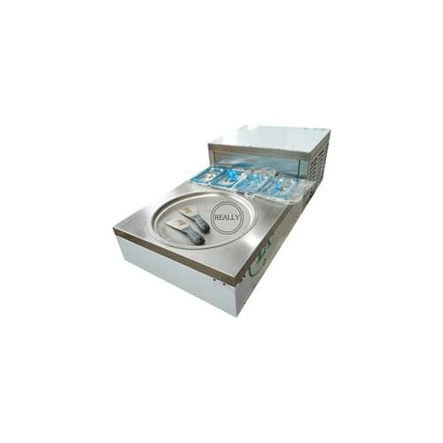 Desk Type Small Design R404A Refrigerant Single Round Pan Fried Ice Cream Frying Roll Machine With Fruit Tanks