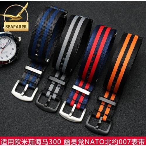 Nylon Watchband for Omega Seamaster 300 Ghost Party NATO 007 James Bond 20 22mm Watch Strap
