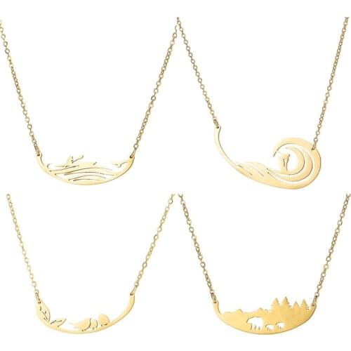 New Sports Snowboard Necklace Sweet And Fresh Stainless Steel Hollow Snowflake Pendant Clavicle Necklace Jewelry For Men Women