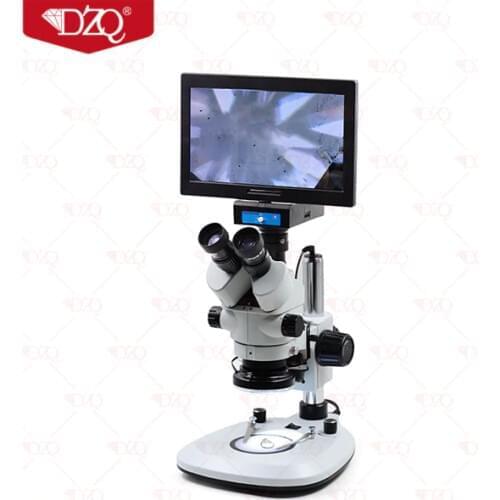 New in zoom ratio 7-45X with double lights and monitor with camera of high pixel trinocular microscope