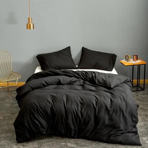 Duvet Cover King Size Black Color Bedding Set Queen for Adults housse de couette Single Bed Sets Plain Quilt Cover
