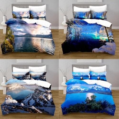 3D Printing Landscape Style Quilt Cover with Pillowcase Bedroom Decoration Queen Size Bedding Bedroom Set King Size Bed