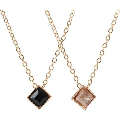Cube Pendant Love Necklace Female Imitation Rhinestone Necklace Single Rhinestone Clavicle Chain Hypoallergenic Necklace