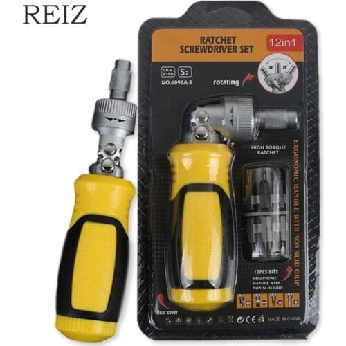 REIZ 13 In 1 Screwdriver Set Magnetic Precision Screw Drivers Bits With Rotary Adjustable Adaptor Handle Household Repair Tools