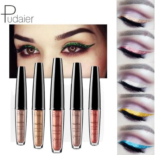 Shiny Eyeliner 16 Color Waterproof Long-lasting Diamond Flash Eyeliner Pink Gold Silver Liquid Eyeliner Shiny Cream