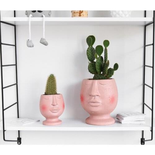 Nordic Garden Resin Vase Creative Simple Face Sculpture Crafts Succulents Flower Pot Home Decoration Ornaments
