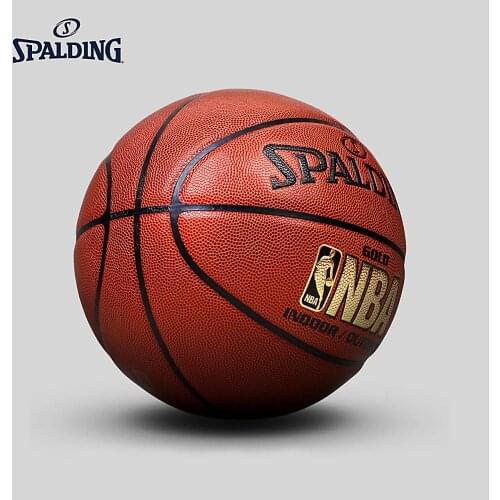 Spalding Golden Logo Indoor Outdoor Basketball Size 7 Pumaterial Training Teaching Mens Match Ball 74-606y
