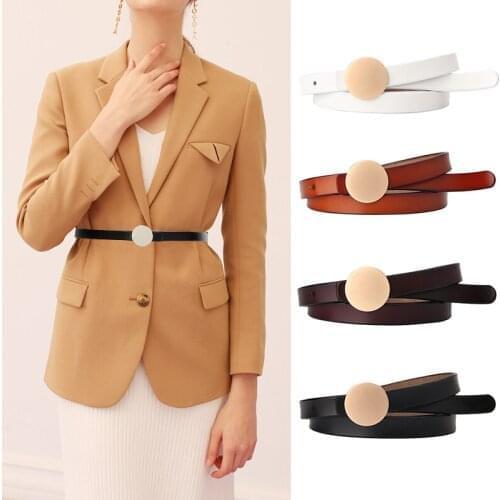 Genuine Cowskin Thin Dress Belt Gold Color Buckle Women Waist Belts New Fashion Female Coat Jeans Belt pasek damski
