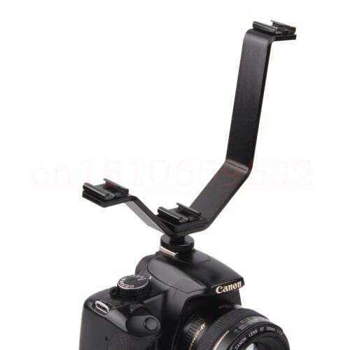 Triple Shoe V flash Bracket 16.4cm Wide Stand Holder For DSLR Lights Microphone Monitors Free shipoing