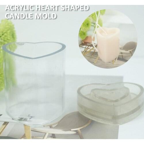 Creative Acrylic Heart Shaped Candle Mold Handmade Craft DIY Soap Making Wax Mould Wedding Party Crafts Ornaments Mold Supplies