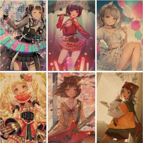 BanG Dream! Girls Band Party! Anime Posters Retro Poster Home Decor Wall Art Canvas Painting Photos for Childrens Room Decor