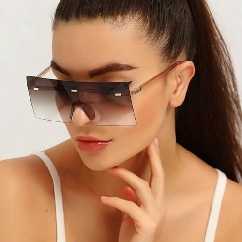 DENISA Oversized Square Sunglasses Women Men Big Rimless Sunglasses 2020 New Fashion Brand Designer Glasses Gradient ShadesG6932