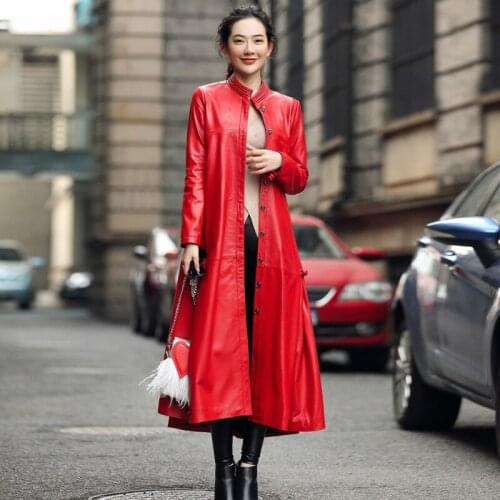 100% Real Sheepskin Coat Female Long Trench Coats Autumn Winter Jacket Women Genuine Leather Jacket Chaqueta Mujer Hiver 1717002