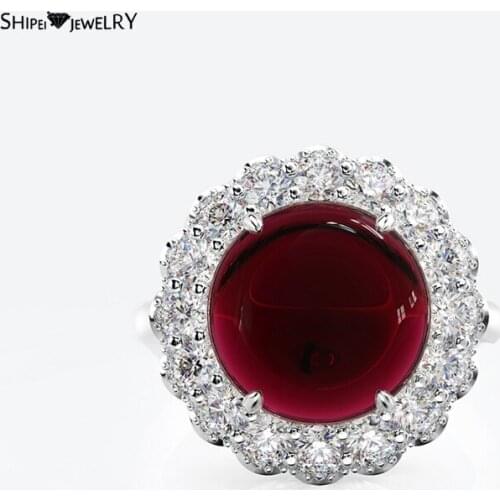 Shipei Natural Crystal Sapphire Rings for Women Real 925 Sterling Silver Pink White Sapphire Ring Wedding Engagement Party