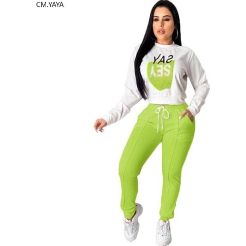 Winter Womens set Tracksuit Full Sleeve Letter Print Pockets Top pants Suit Two Piece Set outfits Sportwear sweatsuit GLYX9146