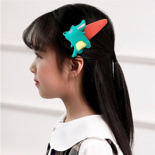 1Pc Cute Plush Hairpins Cartoon Dinosaur Faux Fur Hairpin Barrettes for Girls Fashion Kids Hair Accessories Headwear