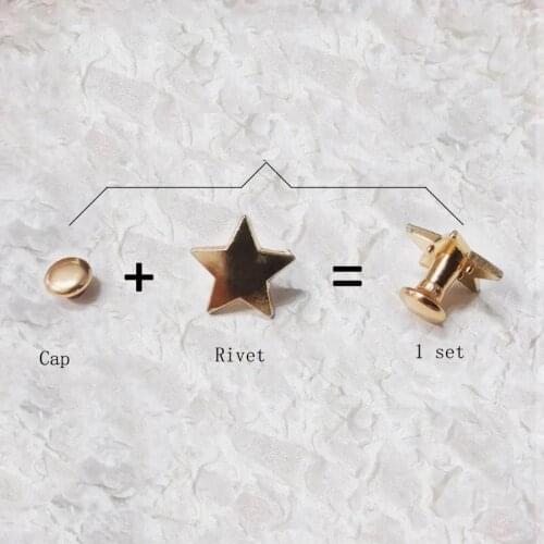 10 Pieces/Batch 12mm Alloy Diy Flat Five Pointed Star Rivet Cap Gun Black Leather Craft Shoes Bag Clothing Decoration Accessorie