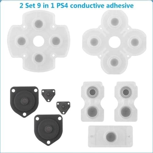 2 Set 9in1 Silicone Conductive Adhesive Soft Rubber Replacement For PS4 Sony PlayStation 4 Pro Slim Controller Button Pad Keypad