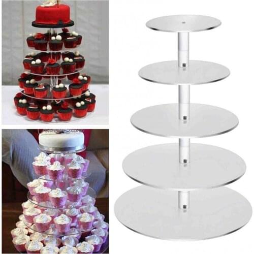 3/4/5/6 Tier Cake Stand Transparent Glass Display Tray Rack Decoration Tool