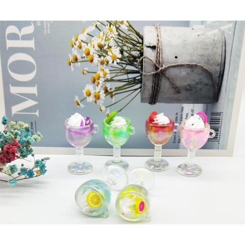 6pcs/lot Goblet Ice Cream Resin Charms Pendants Summer Cold Drink Pendants Charms DIY Keychain Earrings Jewelry Accessory YZ610