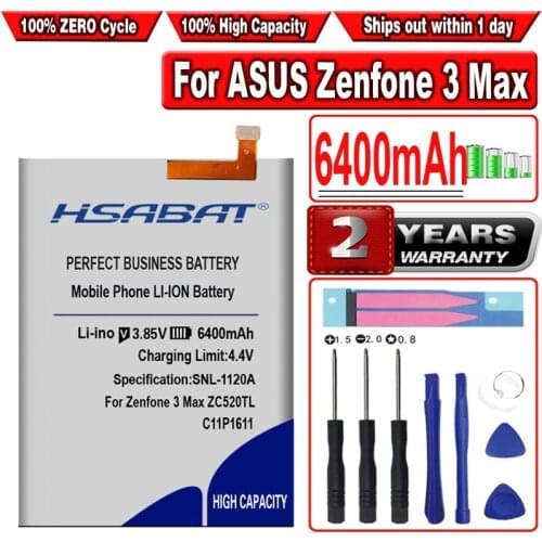 HSABAT 100% New 6200mAh C11P1611 Battery For ASUS Zenfone 3 Max Z3 Max X018DC ZB570TL ZC520TL X008DB PegASUS 3 X008 X008D Z01B