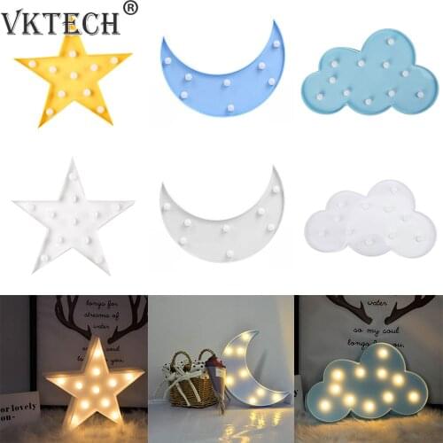 Cute Cloud Star Moon 3D LED Night Light Cloud Lamp Baby Kids Bedroom Indoor Lighting Decoration Lamp Desk Table Lamps