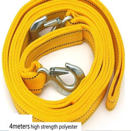 Car tow rope traction rope 4M Heavy Duty 5 Ton Cable Towing Pull Rope Strap Hooks Van Road Recovery U Hooks Shackle High Streng