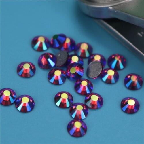 Shiny Fuchsia ab Non Hotfix Rhinestone Glitter Strass Flatback Glass Crystal Glue On Stones Iron On Rhinestones