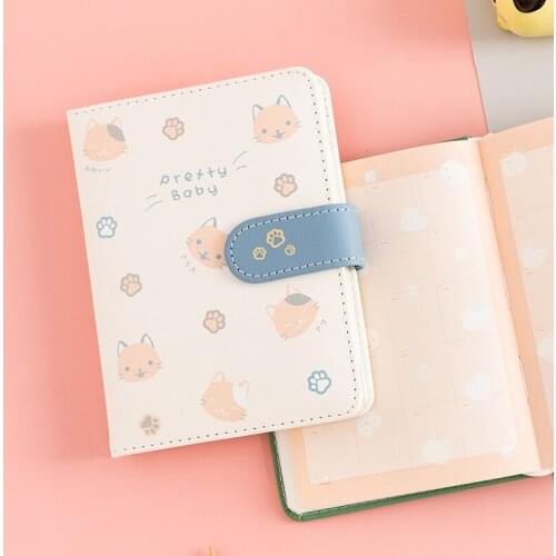 Cute Cat Pattern PU Magnetic Buckle Notebook Kawaii Various Styles Of Inner Pages Student Diary Notepad School Office Stationery