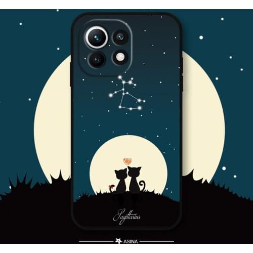 ASINA Cartoon Case for Xiaomi Mi 11 Ultra 10 9 8 Lite Constellation Liquid Silicone Straight Edge Cases for Redmi Note 9T 9 8 7