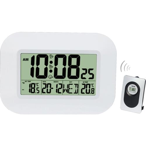 Big Number LCD Digital Wall Clock Table Desktop Alarm Clock with Temperature Thermometer Humidity Hygrometer Snooze Calendar