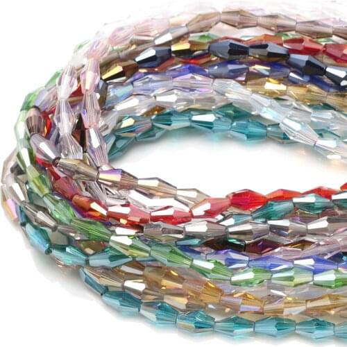 70Pcs Long Bicone Beads 4*8MM Miyuki Bead Glass AB Felt Balls Manufacturers Selling Crystals for DIY Making Bracelet Necklace