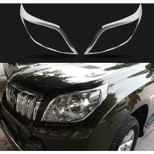 For Toyota Land Cruiser Prado FJ150 2010-2013 ABS Chrome Front Light Cover Headlight Lamp Trim Decor frame Car Accessories