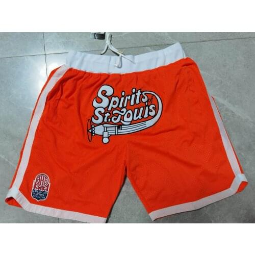 Spirits of St. Louis Shorts Embroidery Stitching Zip Outdoor Sport Sandbeach Four Pockets Street Basketball