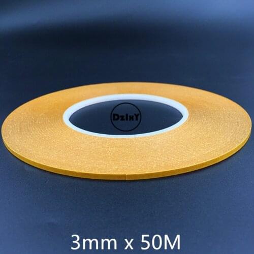 50M Double Side Tapes PET Acrylic Adhesive No Trace Yellow Film Clear Transparent Packing Paper Craft Handmade Card Accessories