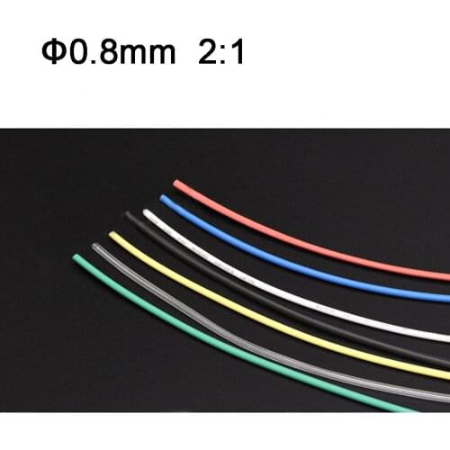 Φ0.8mm 2:1 Heat Shrink Tube PE Shrinkable Heatshrink Tubes Tubing Electrical Wire Sleeve Black Red White Blue Transparent Green