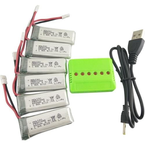 Hubsan X4 H107P 5PCS 3.7V 520mah battery and 5 in 1 charger helicopter battery H107P-09 spare parts for aircraft