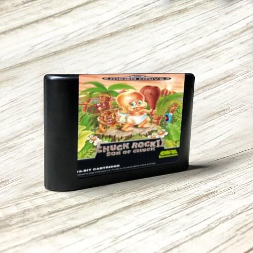 Chuck Rock II Son of Chuck - EUR Label Flashkit MD Electroless Gold PCB Card forSega Genesis Megadrive Video Game Console