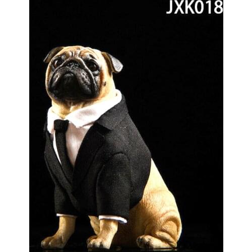 JXK Jxk018 1/6 Scale Pug Black FRANK Animal Figure Resin Model with Clothes Cute Model for 12 inches Action Figure Collections