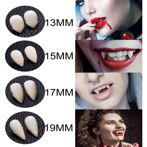 2pcs Vampire Teeth Fangs Toys Safe Resin Box Packed Halloween Fangs Dentures Teeth Cosplay Party Props Decoration Kid Adult Toys