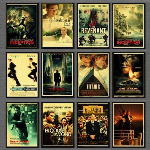 Leonardo DiCaprio Classic Movie TITANIC THE REVENANT BLOOD DIAMOND Retro PosterKraft Paper Wall Art Home/bar