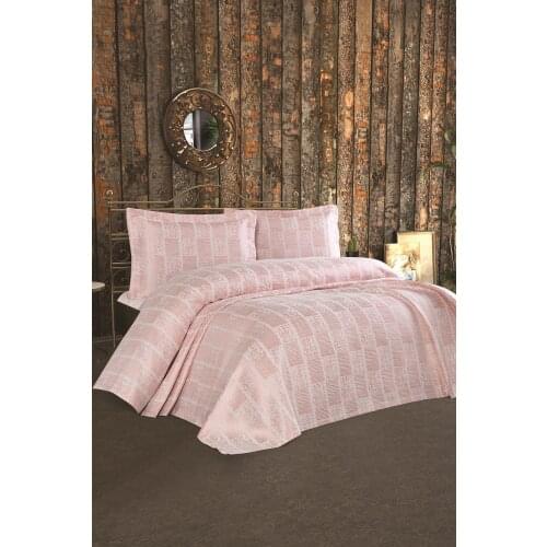 Single Double Quality Bed Cover / Coverlet Set Powder Color 3 Pieces Pillowcases Comfort Bedclothing Home Textile ELENORA