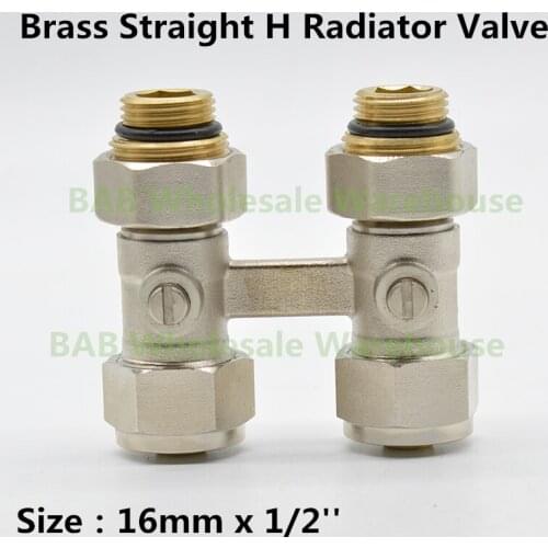 16mm x 1/2'' Brass Straight H Radiator Valve with manual for HVAC system and heating system and radiator