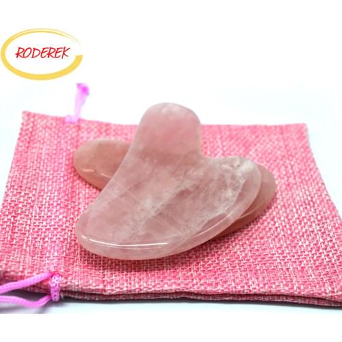 Jade Guasha Plate Natural Rose Quartz Gua Sha Tools For Scraping Body Massager For Acupuncture Point Device