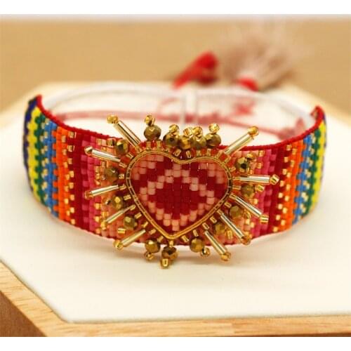Fashion Color Bracelet Classic MIYUKI Heart Bracelets Women Fashion Luxury Jewelry Love 3D Pulseras Mujer Moda 2020 CouplesGift