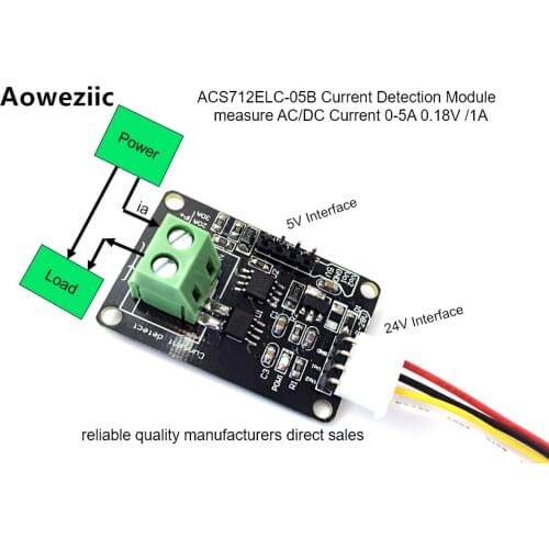 Aoweziic The 0-5A ACS712ELCTR-05B ACS712TELC-050B ACS712 5A module current sensor 0.18V/1A 24 Power Supply